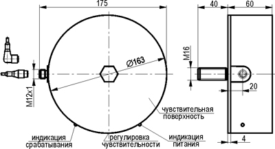 Габариты ISN IC161P5-43N-R110-LES4